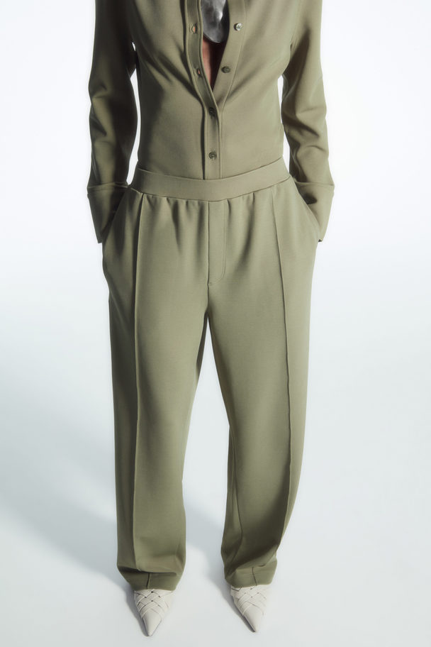 COS Straight-leg Pintucked Joggers Green