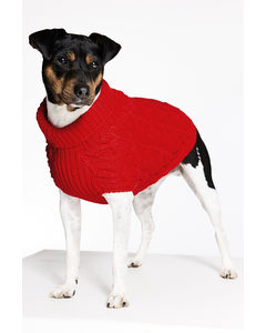Hundepullover mit Zopfmuster Rot