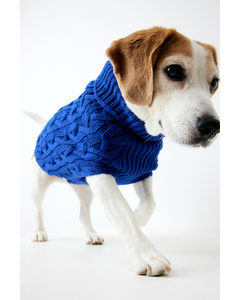 Cable-knit Dog Jumper Bright Blue