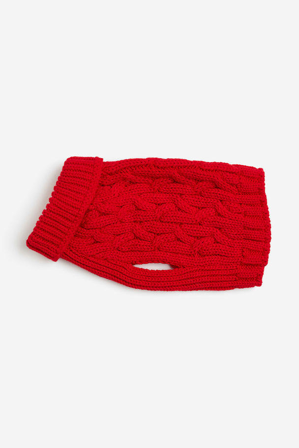 H&M Cable-knit Dog Jumper Red