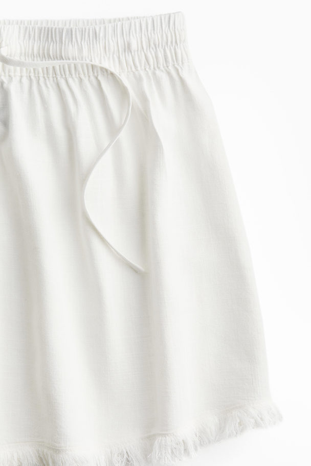 H&M Linen-blend Pull-on Shorts Cream