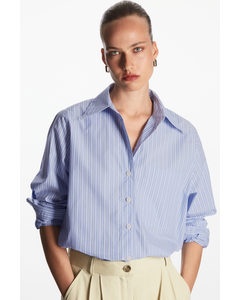 Oversized Striped Shirt Light Blue / White