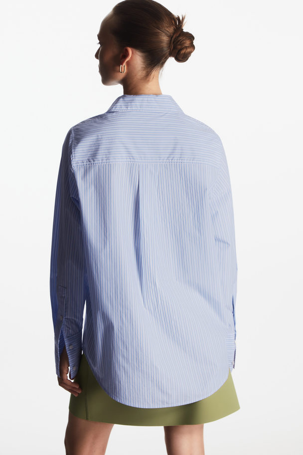 COS Oversized Striped Shirt Light Blue / White