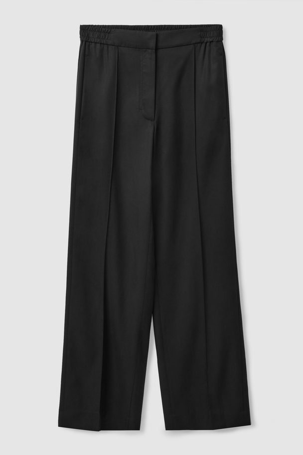 COS Wide-leg Elasticated Waist Trousers Black