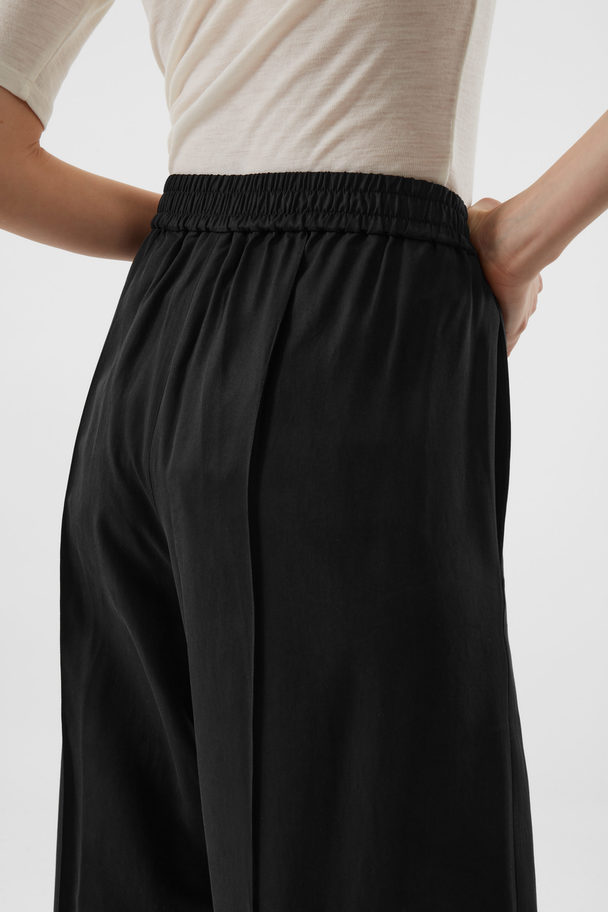 COS Wide-leg Elasticated Waist Trousers Black