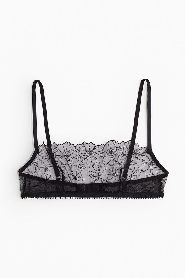 H&M Unwattierter Soft-BH mit Stickerei Schwarz