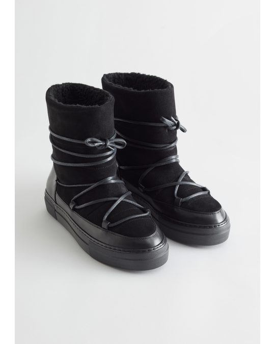& Other Stories Lace-up Snow Boots Black