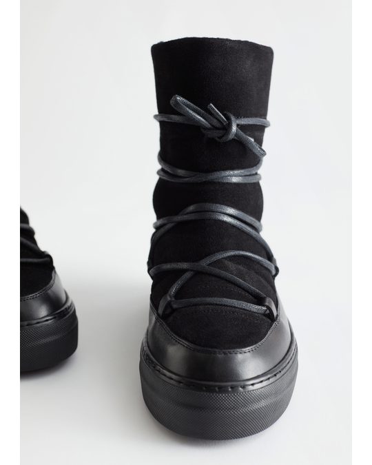 & Other Stories Lace-up Snow Boots Black