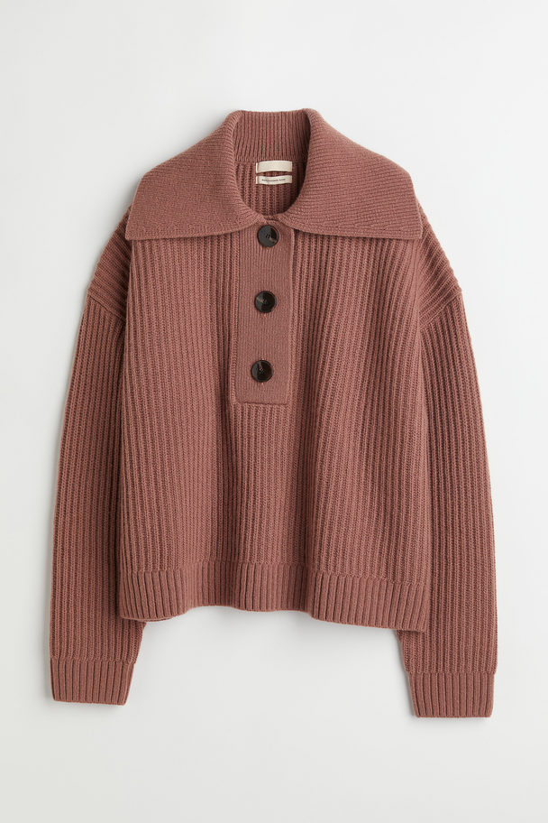 H&M Rib-knit Wool-blend Jumper Rust Brown