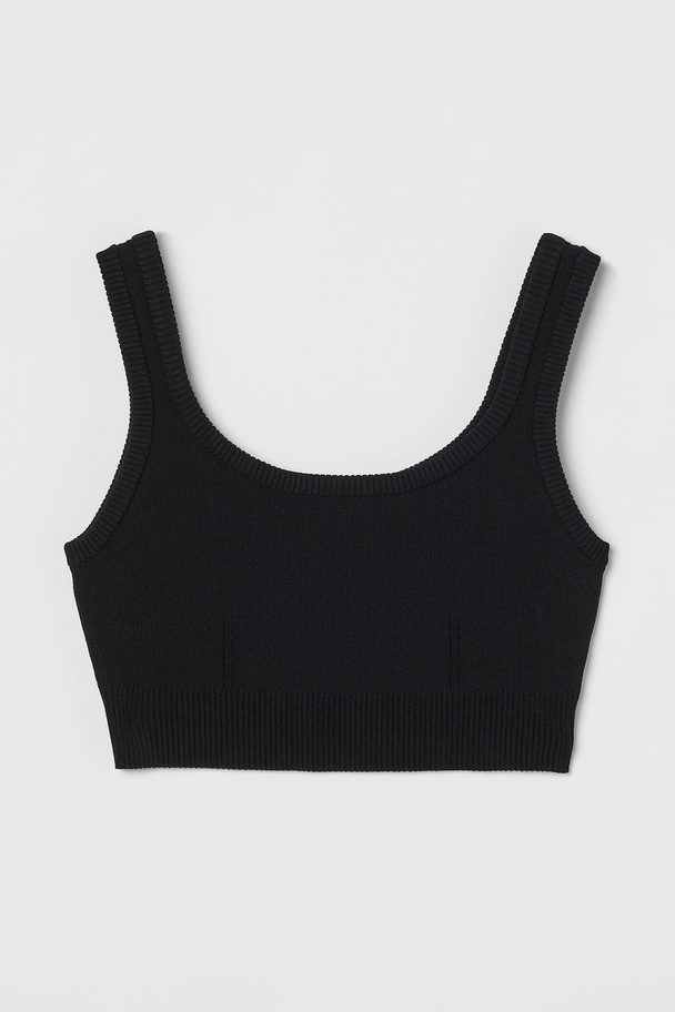 H&M Fine-knit Crop Top Black
