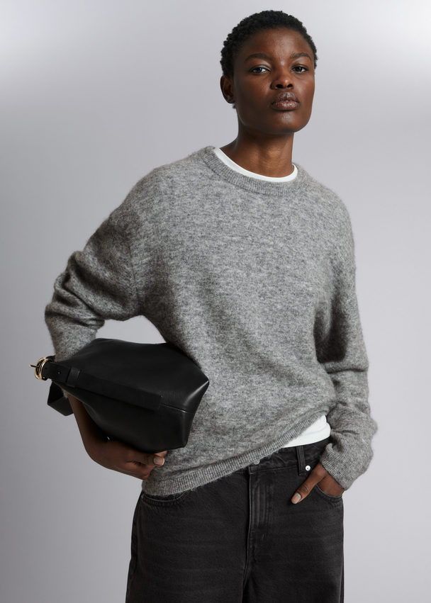 & Other Stories Relaxed Alpaca Knit Jumper Grey