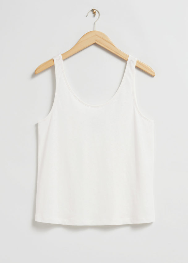 & Other Stories Scooped Neck Linen Top Ivory