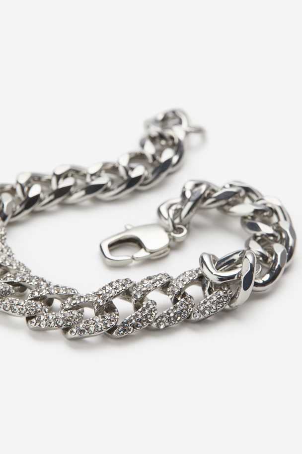 H&M Rhinestone Bracelet Silver-coloured