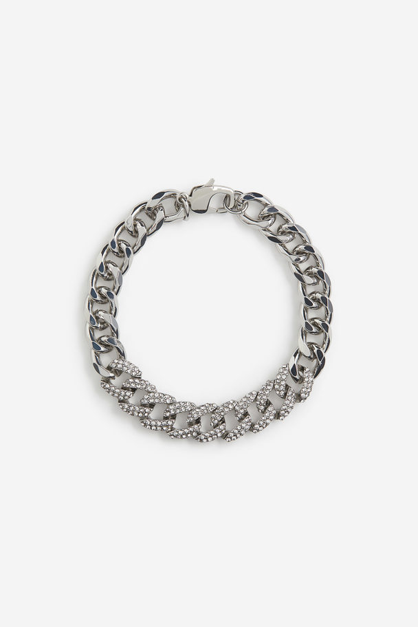 H&M Rhinestone Bracelet Silver-coloured