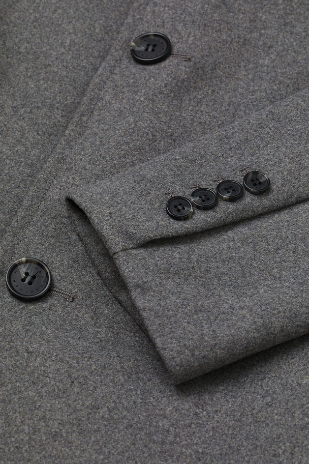H&M Wool-blend Funnel-collar Coat Light Grey