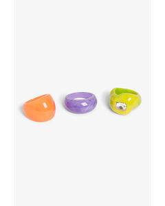 3-pack Rings Green, Orange And Purple