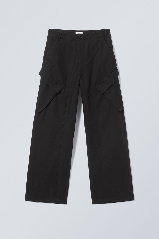 Weekday Astro Loose Asymmetric Cargo Trousers Black