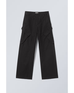 Astro Loose Asymmetric Cargo Trousers Black