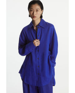 Oversized Linen Shirt Blue