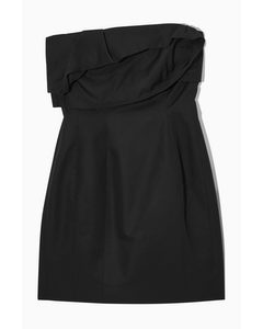 Strapless Linen-blend Mini Dress Black