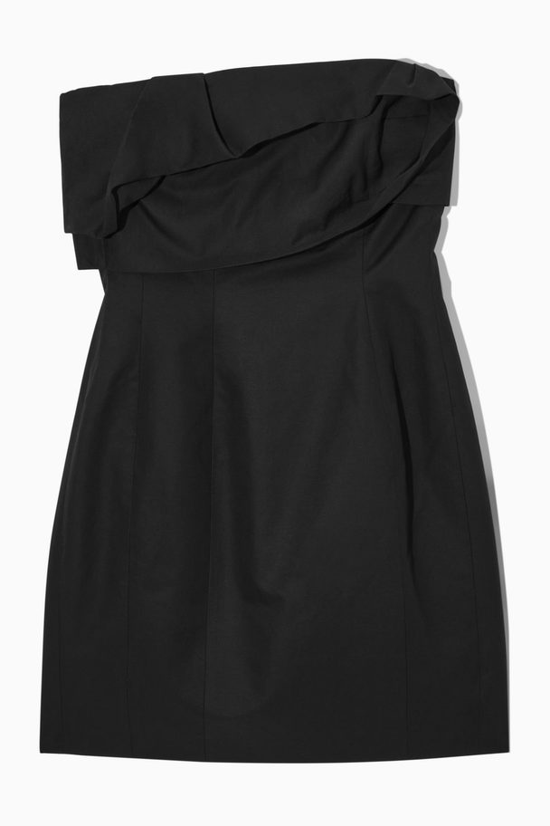 COS Strapless Linen-blend Mini Dress Black