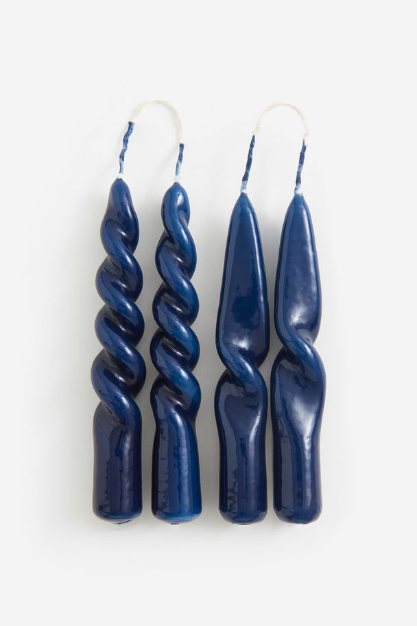 H&M HOME Set Van 4 Spiraalvormige Minikaarsen Donkerblauw