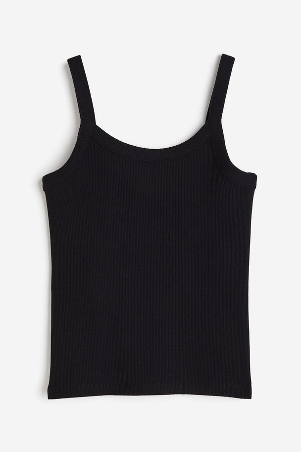 H&M Ribbed Strappy Top Black