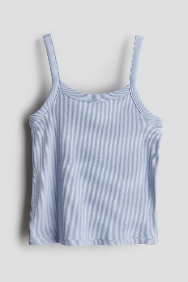 H&M Ribbed Strappy Top Dusty Blue