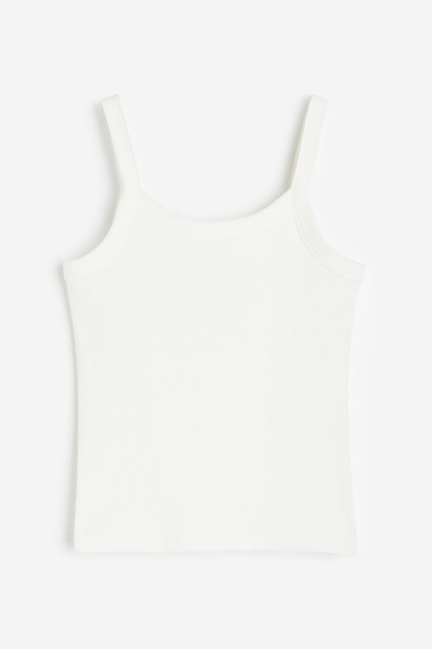 H&M Ribbed Strappy Top White