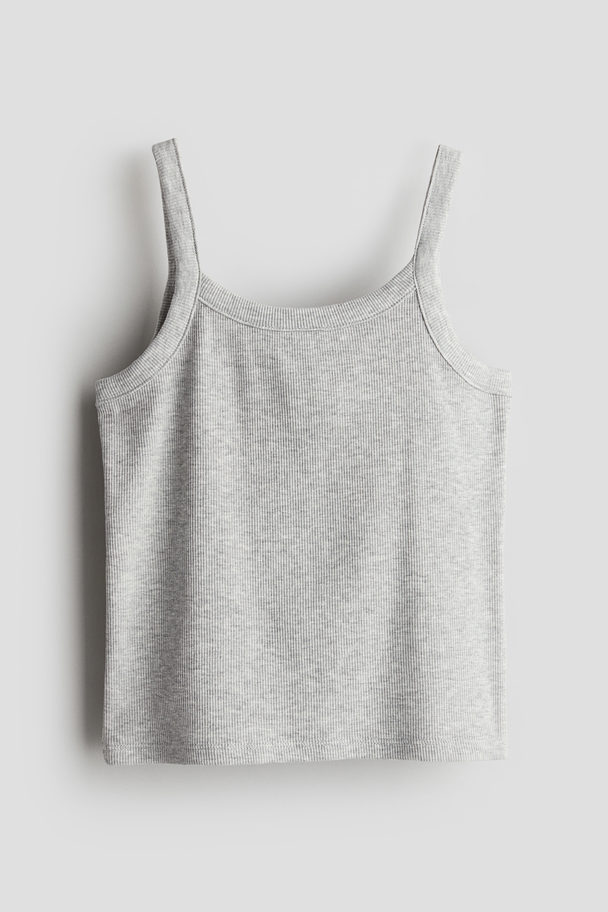 H&M Ribbed Strappy Top Light Grey Marl