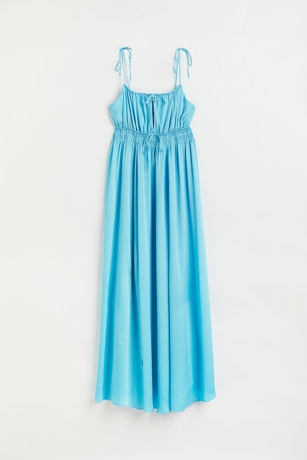 H&M Long Smock-waisted Dress Light Turquoise