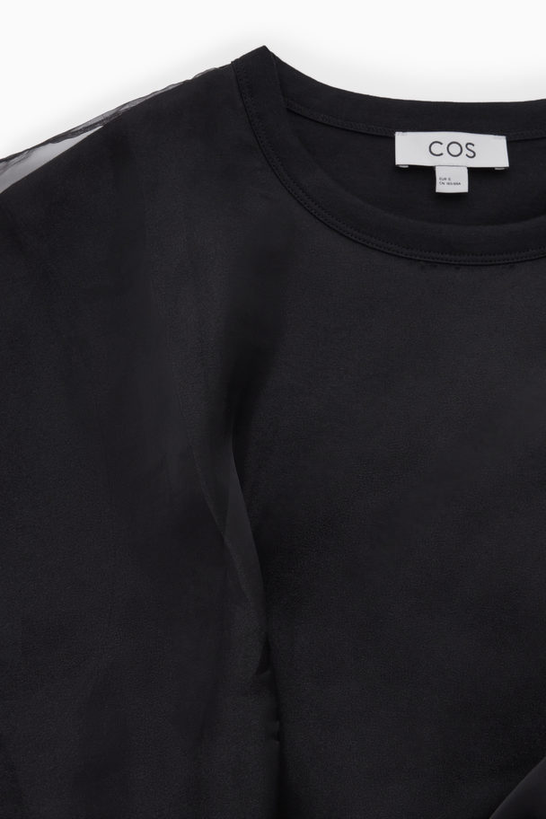 COS Sheer Panel T-shirt Dress Black