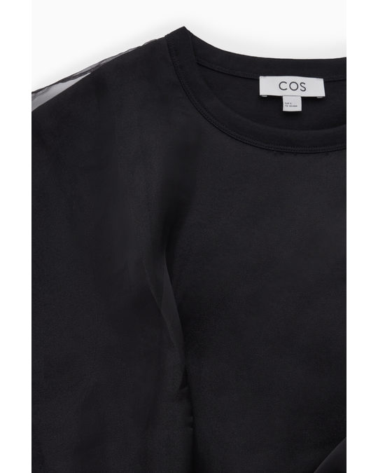 COS Sheer Panel T-shirt Dress Black
