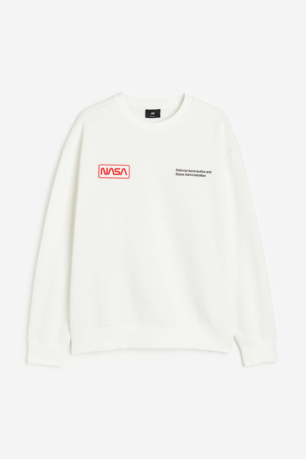 H&M Sweater - Relaxed Fit Wit/nasa