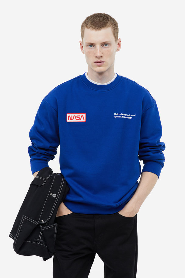 H&M Relaxed Fit Sweatshirt Bright Blue/nasa
