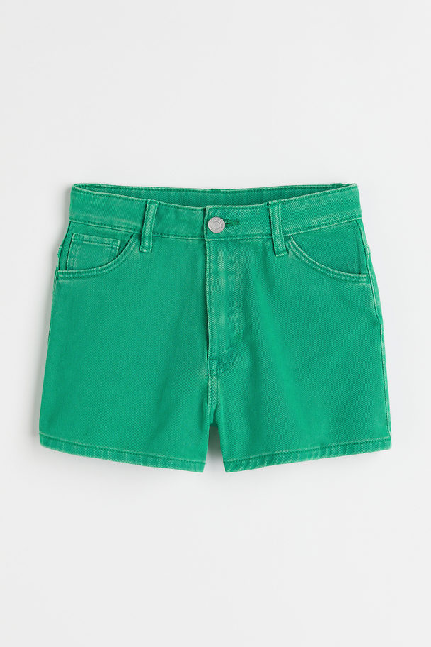 H&M Relaxed High Denim Shorts Light Green