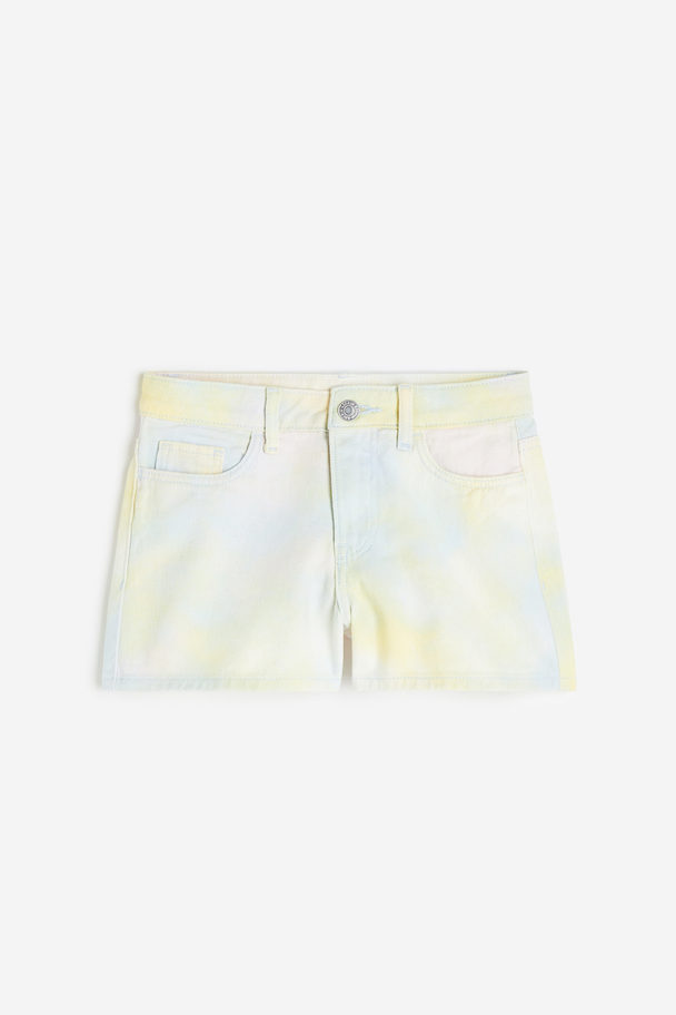H&M Relaxed Fit High Shorts Light Yellow/light Blue