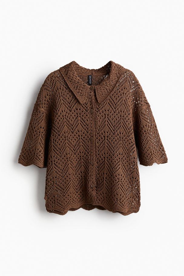 H&M Cardigan in Pointellestrick Braun