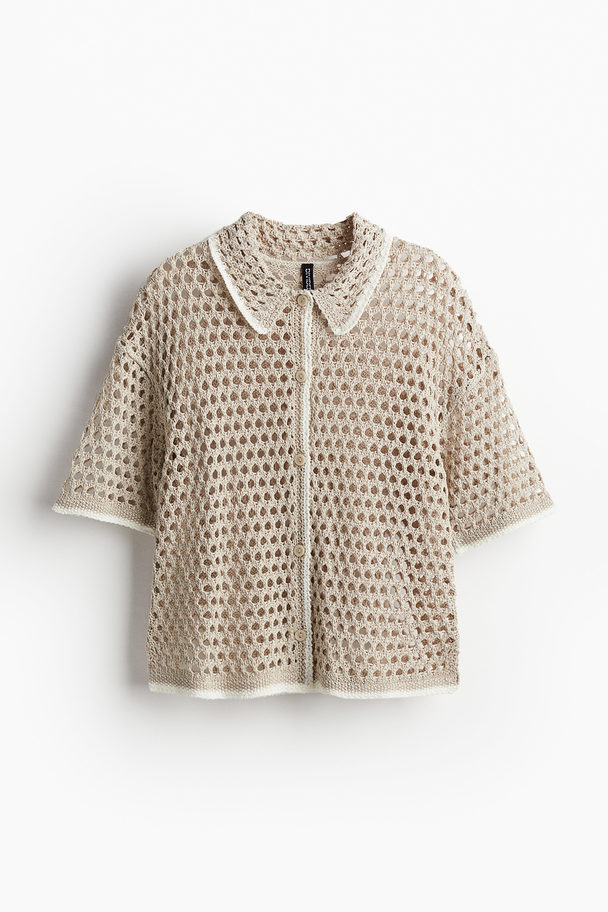 H&M Cardigan in Pointellestrick Helles Greige