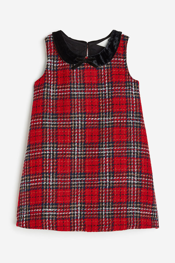 H&M Kleid in A-Linie mit Kragen Rot/Kariert