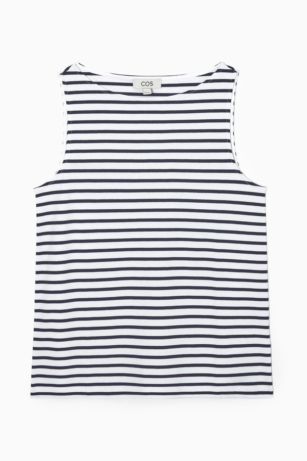 COS Boat-neck Tank Top White / Navy / Striped