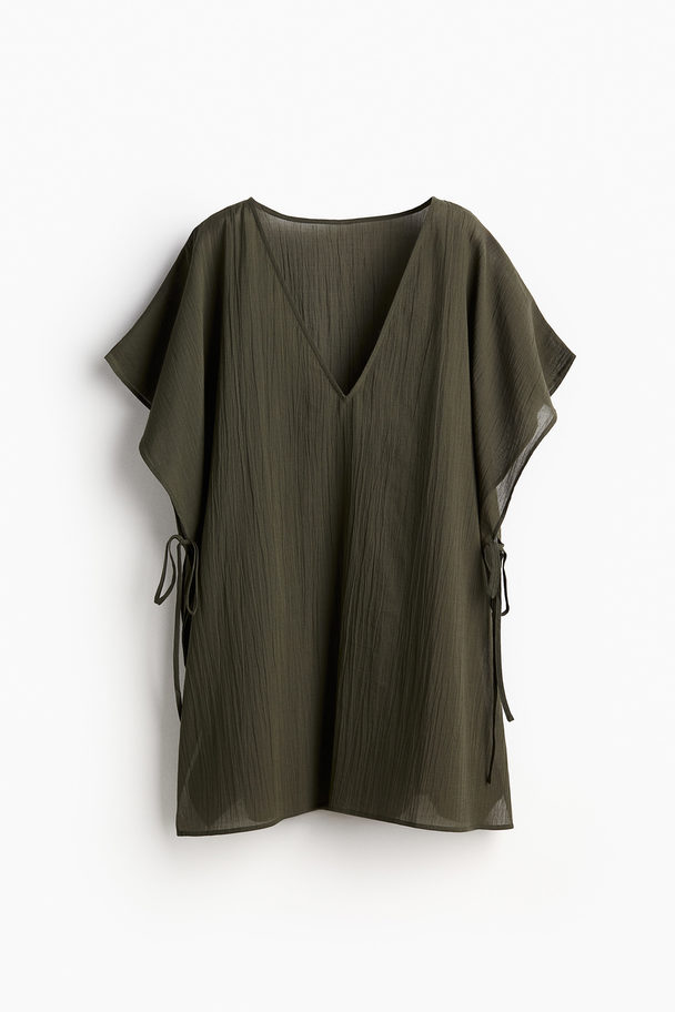 H&M Oversized Beach Kaftan Dark Khaki Green