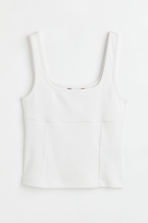 H&M Ribbed Top White