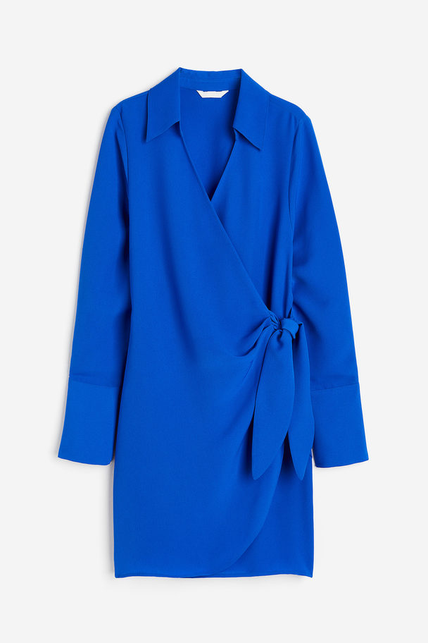 H&M Crêpe Wrap Dress Bright Blue