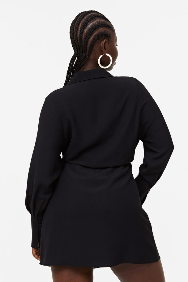 H&M Crêpe Wrap Dress Black