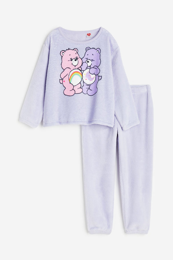 H&M Pyjama aus Fleece Helllila/Glücksbärchis