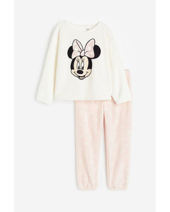 Pyjama aus Fleece Weiß/Minnie Maus