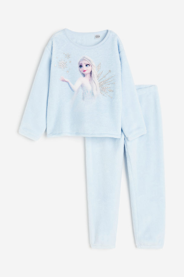 H&M Pyjama aus Fleece Hellblau/Eiskönigin