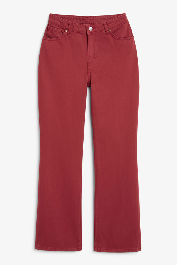 Monki Nea High Waist Red Bootcut Jeans Red