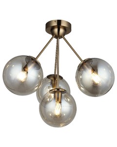 Homemania Polino Plafondlamp - Plafondlamp - Van Muur - Zwart, Goud In Metaal, Glas, 54 X 54 X 50 Cm, 4 X E27, 40w